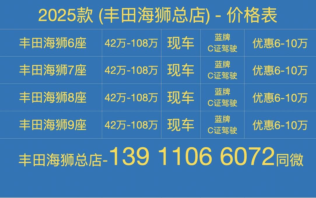 店2025款6座现车直降28万j9九游会入口许昌丰田海狮4s(图3)